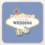 Dessous-de-verre Carré En Papier Mariage de chapiteau de Las Vegas<br><div class="desc">Texte de mariage à l'intérieur du signe bienvenu de chapiteau de Las Vegas,  avec des matrices. Personnalisez cette conception en changeant les noms et la date. Choisissez votre propre couleur du texte et de l'arrière-plan ! En outre disponible dans les invitations. Commerçant de contact si vous avez besoin d'aide.</div>