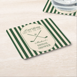 Dessous-de-verre Carré En Papier Mariage de golf "Dernier swing avant l'anneau"