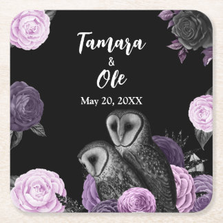 Dessous-de-verre Carré En Papier Mariage de hiboux gothiques