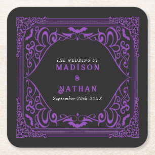 Dessous-de-verre Carré En Papier Mariage de la cathédrale gothique violet Vampire