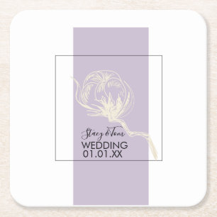 Dessous-de-verre Carré En Papier Mariage de lavande de Plante de coton botanique