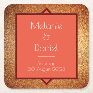 Dessous-de-verre Carré En Papier Mariage de Parties scintillant Art déco moderne Ga