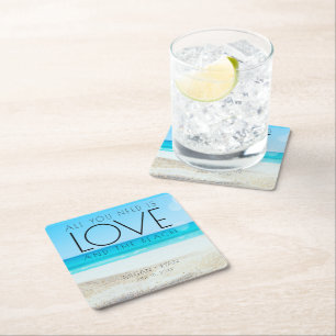 Dessous-de-verre Carré En Papier Mariage de plage de destination