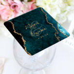 Dessous-de-verre Carré En Papier Mariage de script turquoise Blue Agate Gold<br><div class="desc">Ces élégants dessous de verre mariages modernes disposent d'un arrière - plan de géode d'aquarelle bleu turquoise,  orné d'une parties scintillant en faux or. Personnalisez-les avec les noms du couple en calligraphie d'écriture manuscrite couleur or sur une grande esperluette,  et la date mariage en police cuivre.</div>