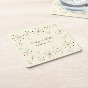 Dessous-de-verre Carré En Papier Mariage de style moderne moderne rétro Vintage