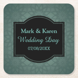 Dessous-de-verre Carré En Papier Mariage de texte personnalisé du Motif géométrique