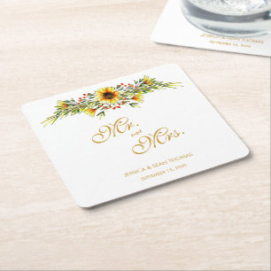 Dessous-de-verre Carré En Papier Mariage décoratif Fleurs d'été