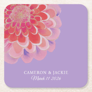 Dessous-de-verre Carré En Papier Mariage d'été Zinnia Violet