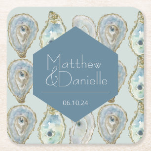 Dessous-de-verre Carré En Papier Mariage d'huîtres aquarelle