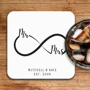 Dessous-de-verre Carré En Papier Mariage du symbole M & Mme Infinity