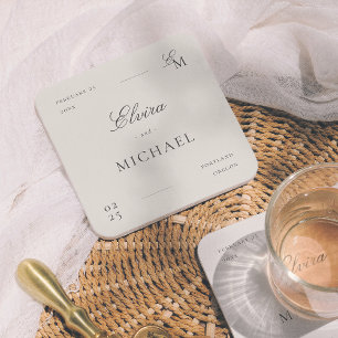 Dessous-de-verre Carré En Papier Mariage éditorial ivoire minimaliste