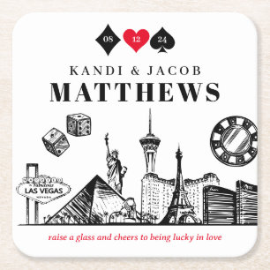 Dessous-de-verre Carré En Papier Mariage élégant et amusant à Las Vegas
