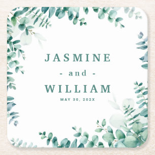 Dessous-de-verre Carré En Papier Mariage Eucalyptus