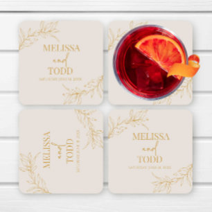 Dessous-de-verre Carré En Papier Mariage feutre minimaliste minimaliste de branche