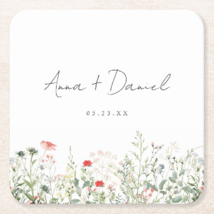 Dessous-de-verre Carré En Papier Mariage fleur sauvage