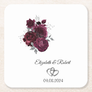 Dessous-de-verre Carré En Papier Mariage Fleurs de Bourgogne