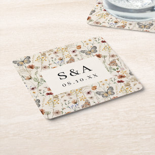 Dessous-de-verre Carré En Papier Mariage Floral Boho