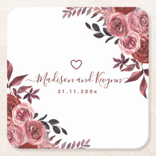 Dessous-de-verre Carré En Papier Mariage floral de Bourgogne