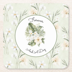 Dessous-de-verre Carré En Papier Mariage Floral Orchidée Hibiscus Crème Blanche Men