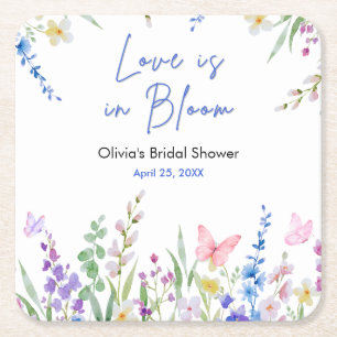 Dessous-de-verre Carré En Papier Mariage Floral Printemps L'amour est en Fleur Show