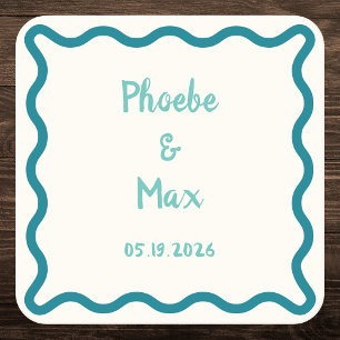 Dessous-de-verre Carré En Papier Mariage frontalier gras blanc manuscrit