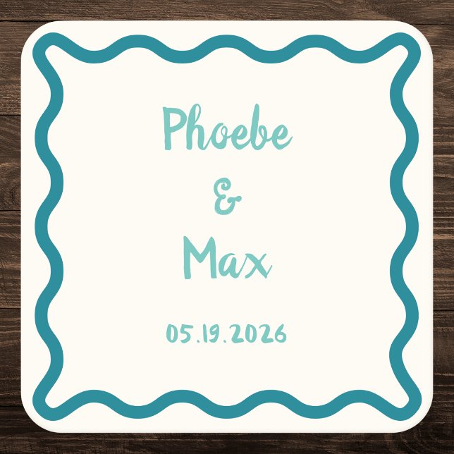 Dessous-de-verre Carré En Papier Mariage frontalier gras blanc manuscrit (Créateur téléchargé)