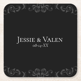 Dessous-de-verre Carré En Papier Mariage gothique gris et noir