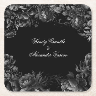Dessous-de-verre Carré En Papier Mariage gothique noir classique