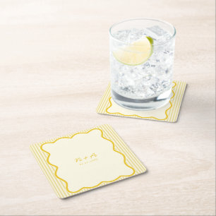Dessous-de-verre Carré En Papier Mariage jaune beurre moderne