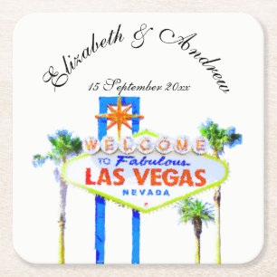 Dessous-de-verre Carré En Papier Mariage Las Vegas