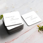 Dessous-de-verre Carré En Papier Mariage minimaliste moderne élégant<br><div class="desc">Dessous de verre en papier Carré minimaliste moderne élégant mariage</div>