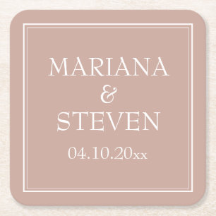 Dessous-de-verre Carré En Papier Mariage minimaliste moderne rose