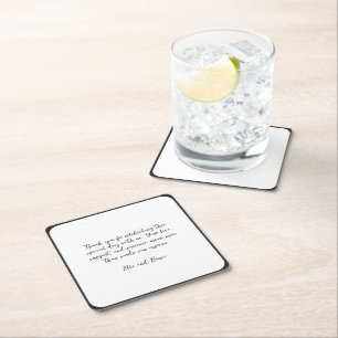 Dessous-de-verre Carré En Papier Mariage Minimaliste Note Manuscrite Moderne