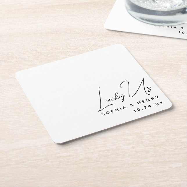 Dessous-de-verre Carré En Papier Mariage Moderne Élégante Mariée Amusante Groom Luc (Incliné)