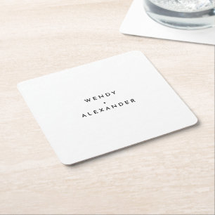 Dessous-de-verre Carré En Papier Mariage Moderne Gras Blanc