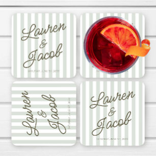 Dessous-de-verre Carré En Papier Mariage Moderne Minimaliste Minimaliste Bandes Ver