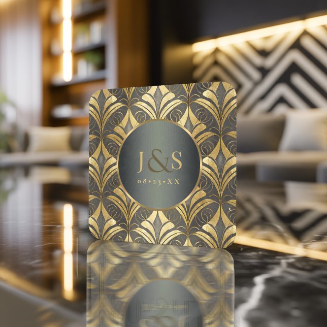 Dessous-de-verre Carré En Papier Mariage Motif Glam Art Deco ID1033 (Créateur téléchargé)