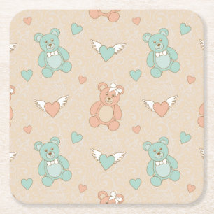 Dessous-de-verre Carré En Papier Mariage-nounours