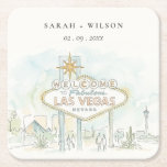 Dessous-de-verre Carré En Papier Mariage Paysage Aquarelle à Las Vegas Nevada<br><div class="desc">Collection de mariage paysage à Las Vegas Nevada. Si vous avez besoin de personnalisation supplémentaire,  n'hésitez pas à m'envoyer un e-mail à yellowfebstudio@gmail.com ou à envoyer un message via Zazzle.</div>