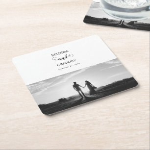 Dessous-de-verre Carré En Papier Mariage photo moderne en noir et blanc