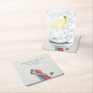 Dessous-de-verre Carré En Papier Mariage photo simple moderne