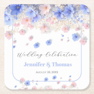Dessous-de-verre Carré En Papier Mariage romantique aux fleurs sauvages Cottagecore