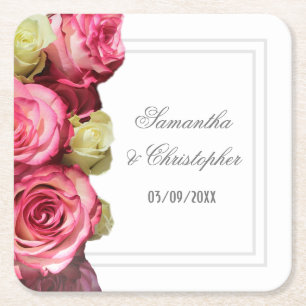 Dessous-de-verre Carré En Papier Mariage rose rose