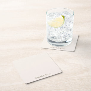 Dessous-de-verre Carré En Papier Mariage simple personnalisé Cream & Gold