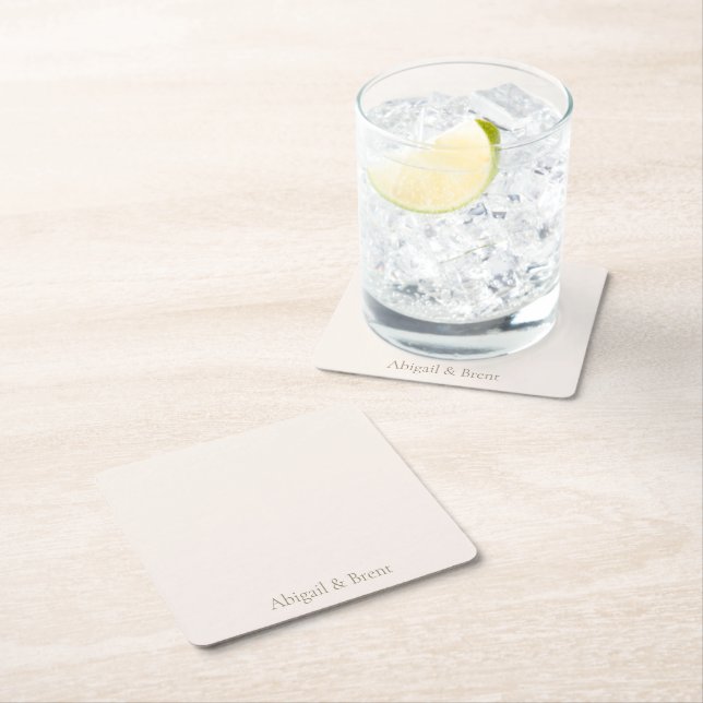 Dessous-de-verre Carré En Papier Mariage simple personnalisé Cream & Gold (En situation)