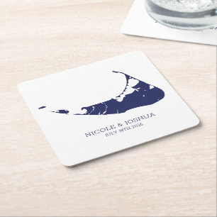 Dessous-de-verre Carré En Papier Mariage sur l'île de Nantucket Nantucket Navy