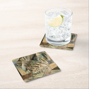 Dessous-de-verre Carré En Papier Mariage Vintage, Tons de Terre, Art Cubisme