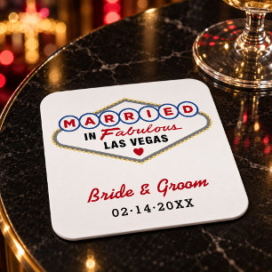 Dessous-de-verre Carré En Papier Mariés dans le fabuleux Las Vegas Monogramme de ma