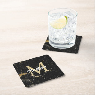 Dessous-de-verre Carré En Papier Marque noire Monogram Gold