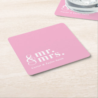Dessous-de-verre Carré En Papier Married Couple titres personnalisables Mariage Cou